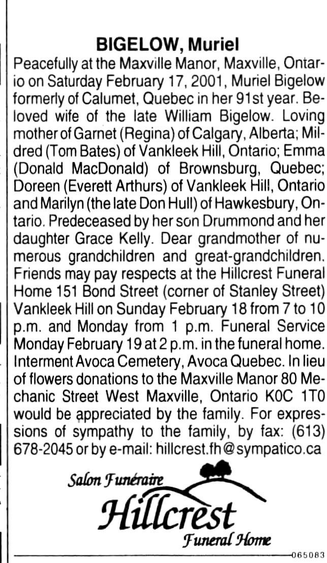 muriel
      obit